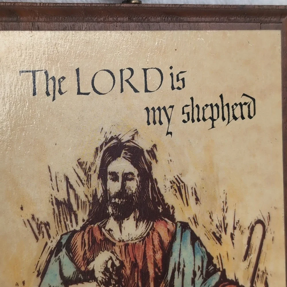 Vintage Jesus Good Shepherd Wood Plaque Psalm 23 Lord Is My Shepherd Wall Art